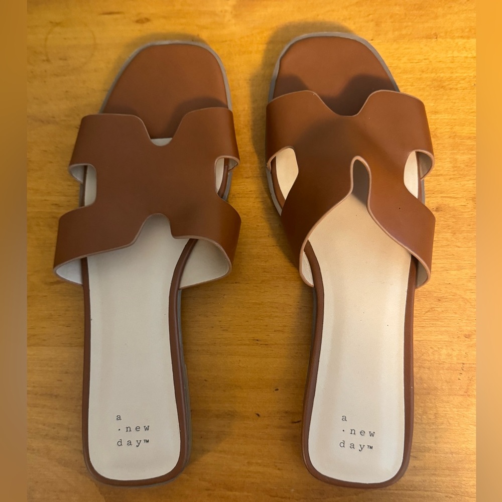 A New Day Brown H-Cutout Sandals